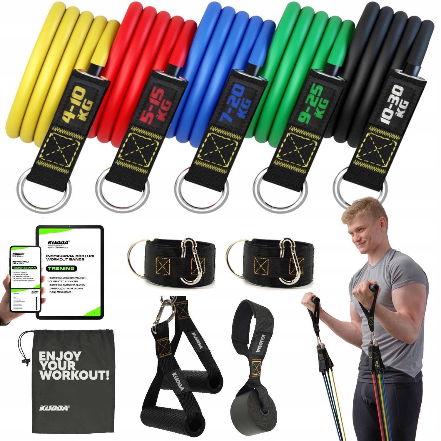 Sada 5 Odporových Gum Pro Cvičení Gum Workout Bands Vysoká Kvalita Kudda