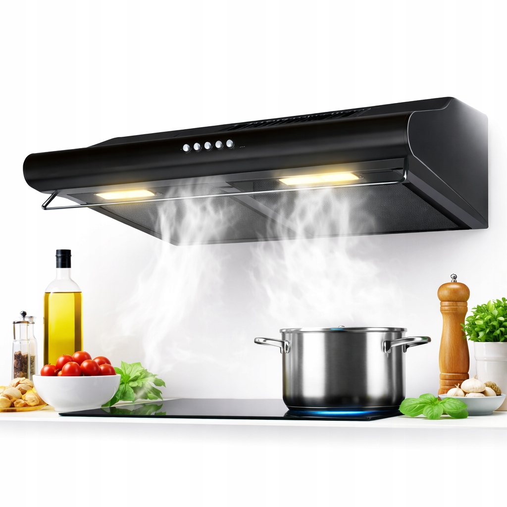 Okap Kuchenny Podszafkowy Wydajny Pochłaniacz 60 Cm Berdsen Be-10-A Czarny