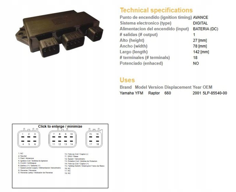 Modul Zapaľovania CDI Yamaha Yfm 660 Raptor 01