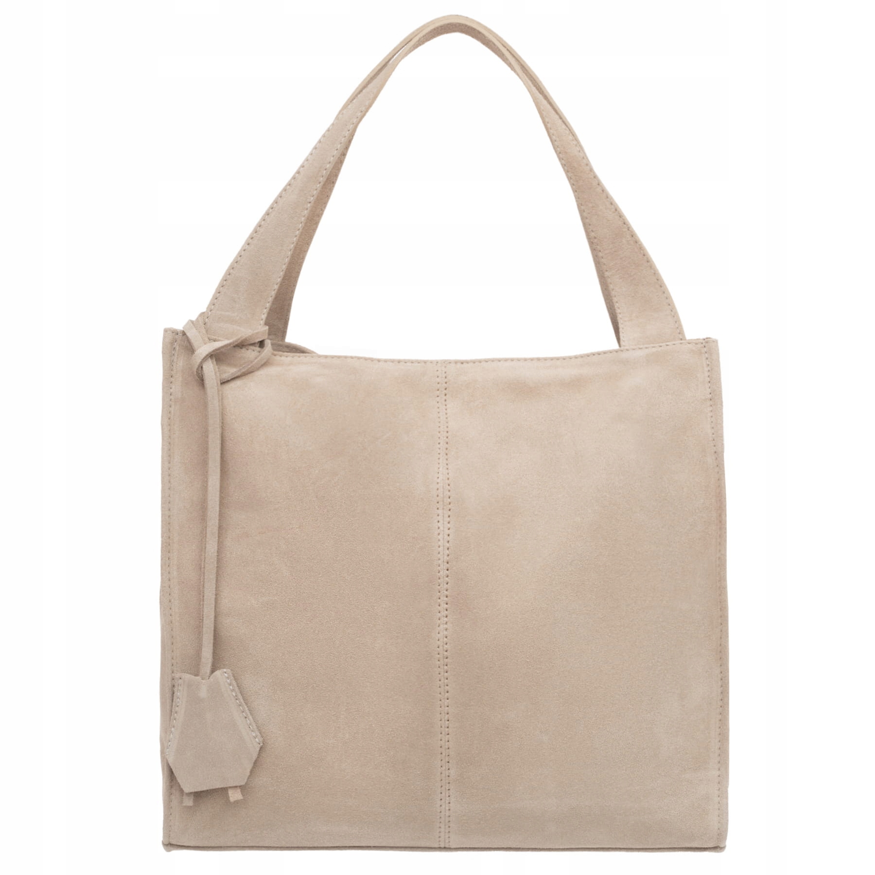 Vera Pelle torebka damska zamszowa shopper klasyczna na ramię Beżowa