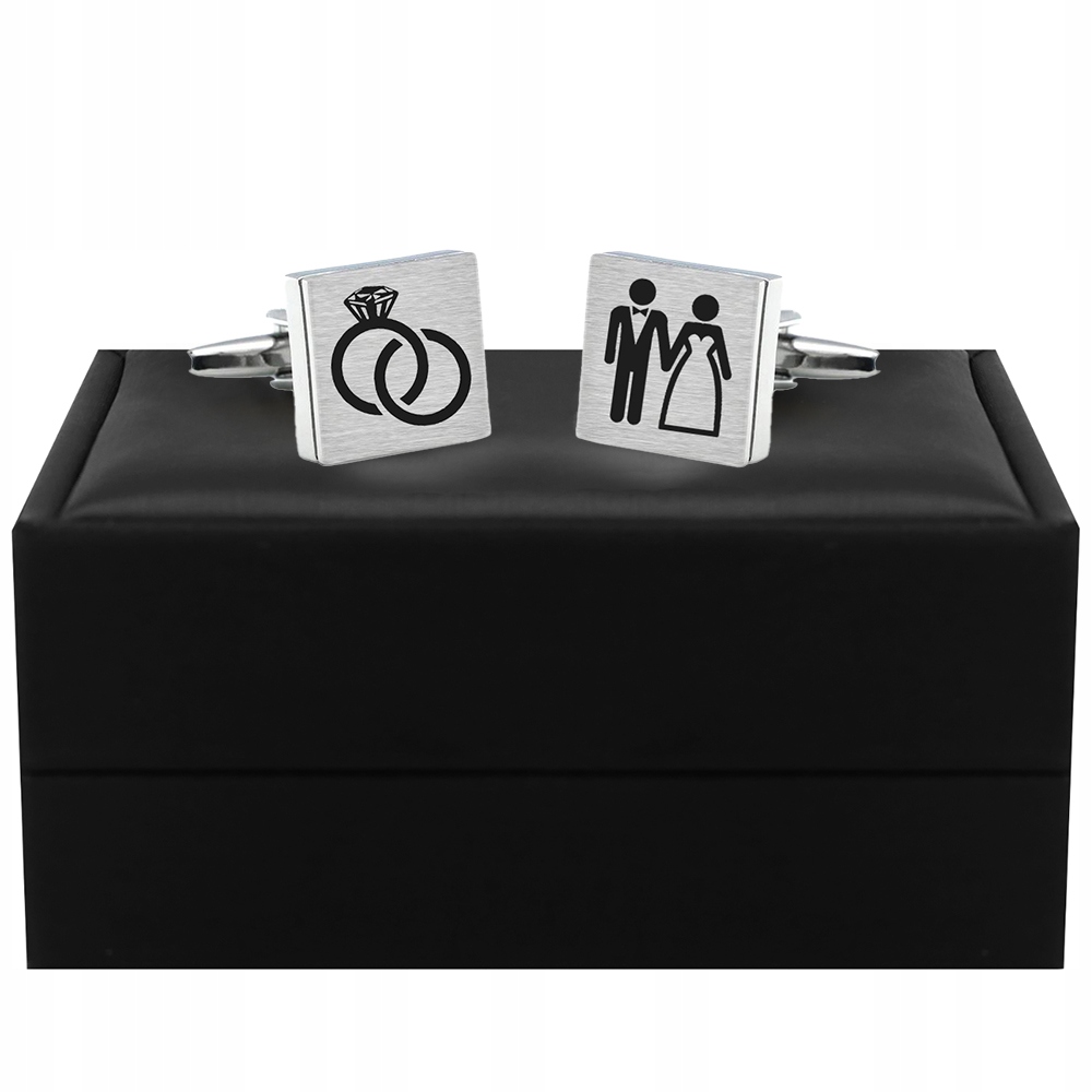 

Zestaw Spinki do mankietów Ślub Zaręczyny Grawer