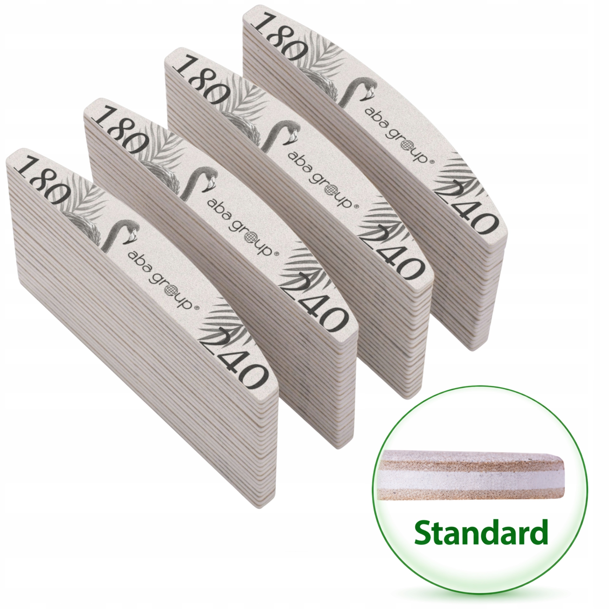 100 kusů pilník na nehty Standard Půlměsíc Loďka Aba Group 180/240
