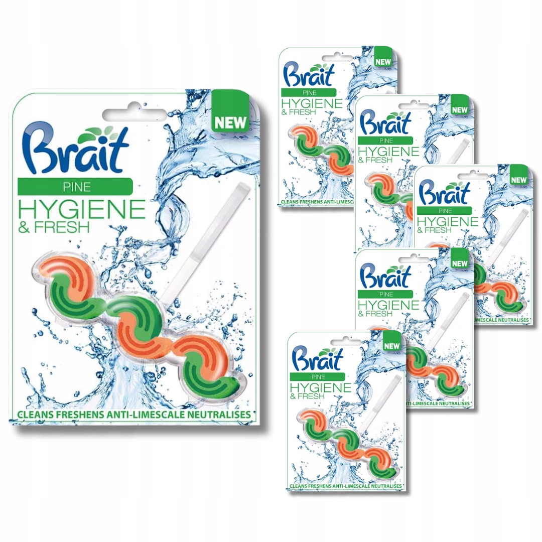 Kostka Do WC Zawieszka Czyszczenie Toalet BRAIT Pine HYGIENE&FRESH x6 sztuk