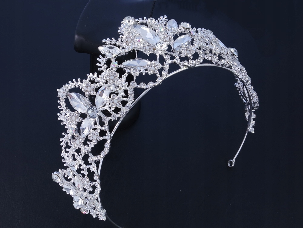 Korona Tiara Diadem SREBRNA Ślubna 18stka Cyrkonie Rodzaj diadem (tiara)