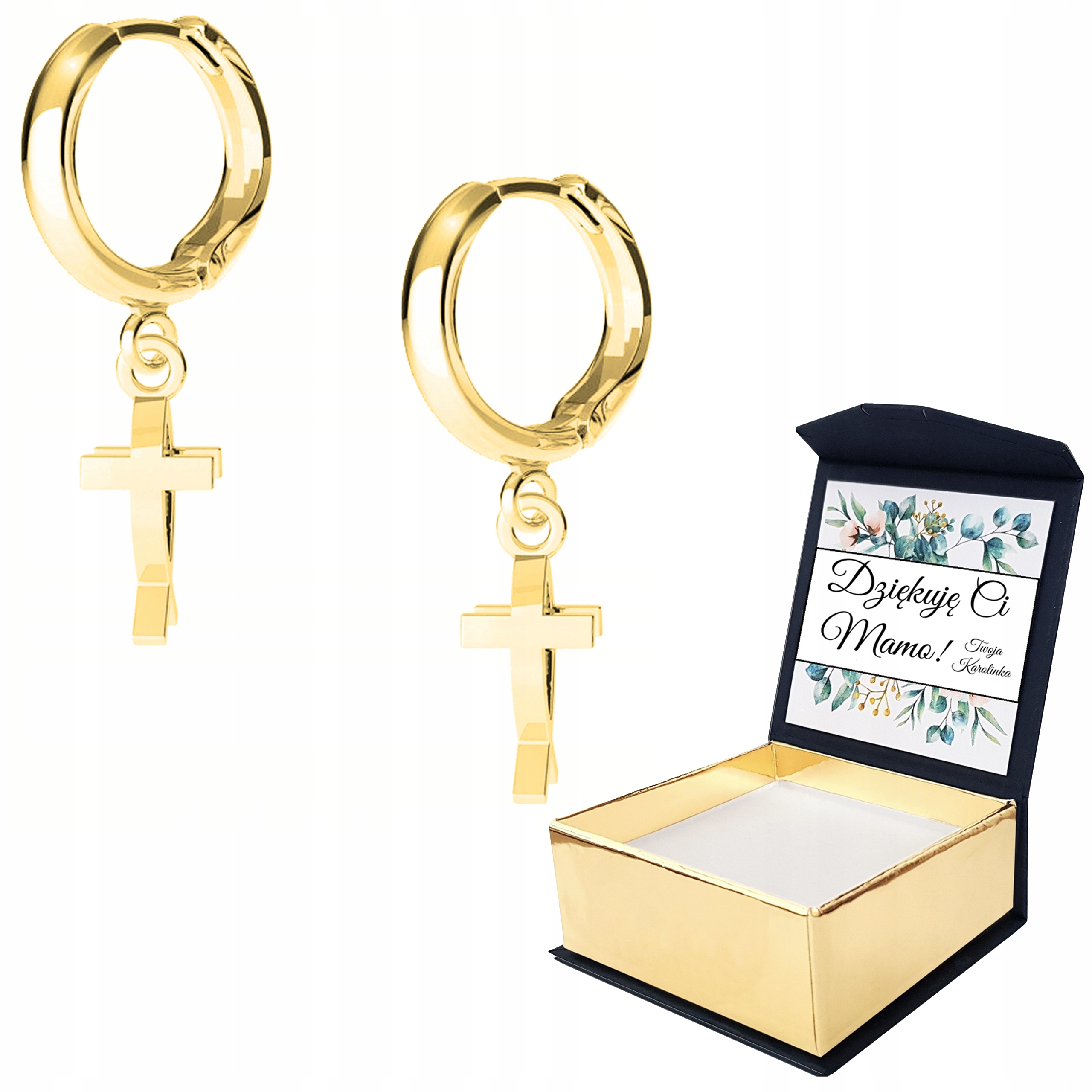 Náušnice zlaté Kříž Ryba Křížek Vlastní Potisk