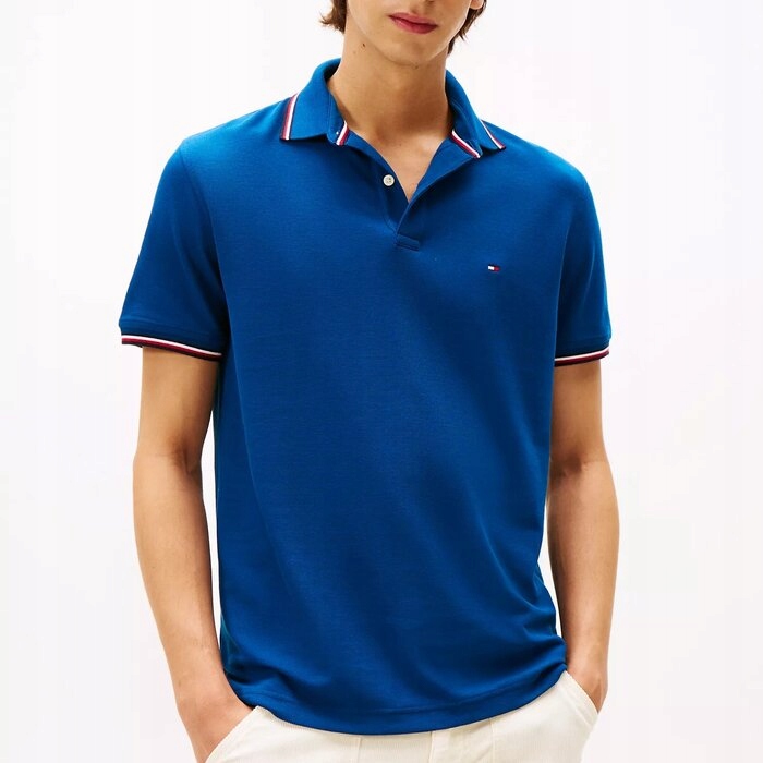 Polokošile Tommy Hilfiger bavlněná, modrá, klasická pánská, L (nová)