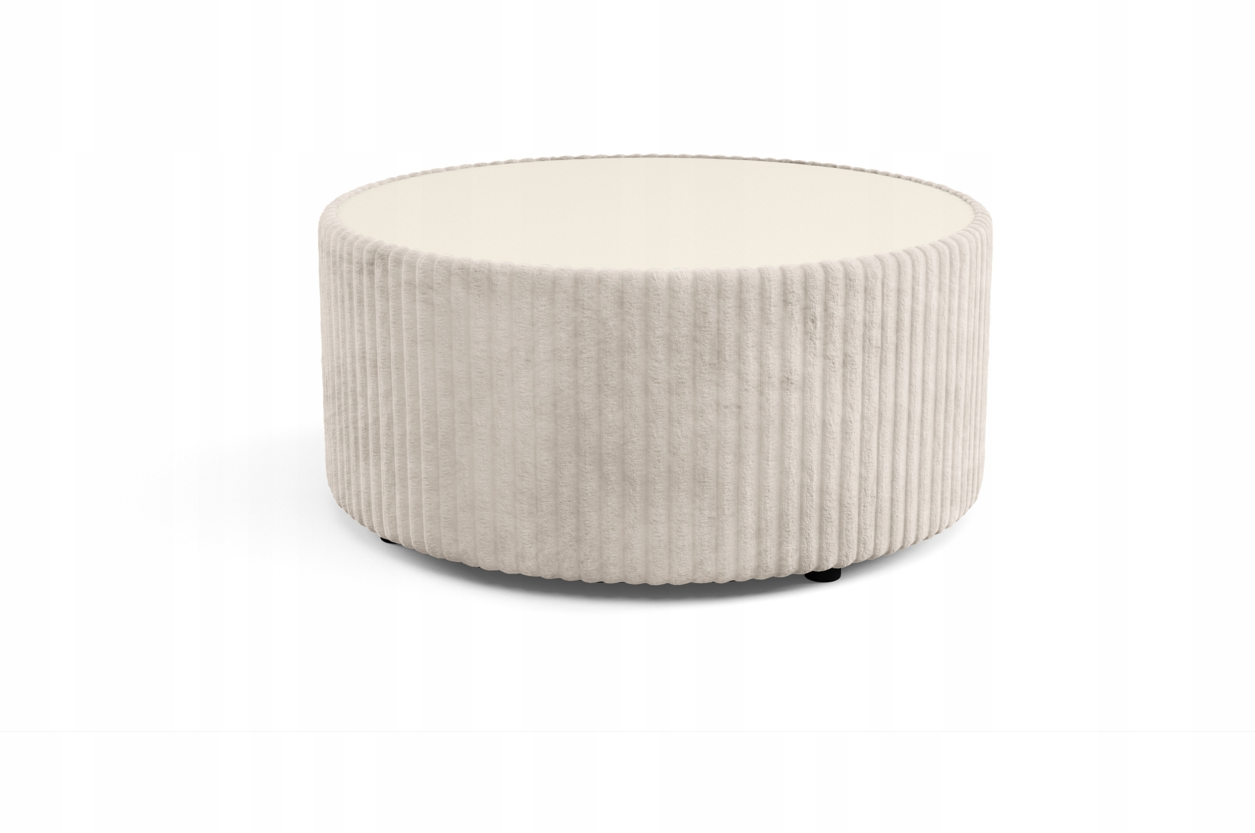 Čalouněný konferenční stolek Lineo do obývacího pokoje Kulatý Stylový krémový samet