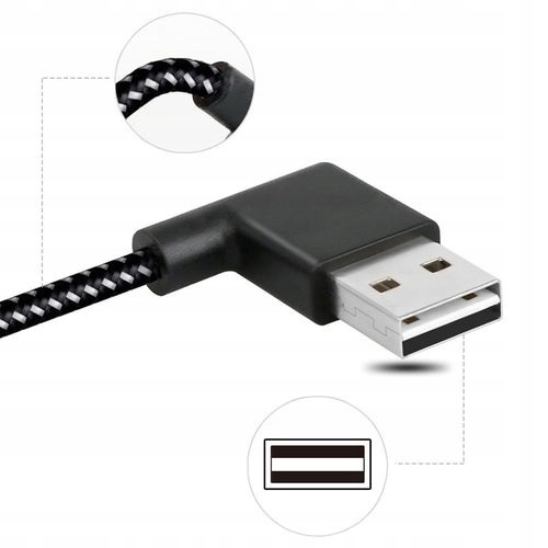 Kabel kątowy Nylon USB-C 3.1 typ C do USB 2.0 1M Marka WulkanCenPL