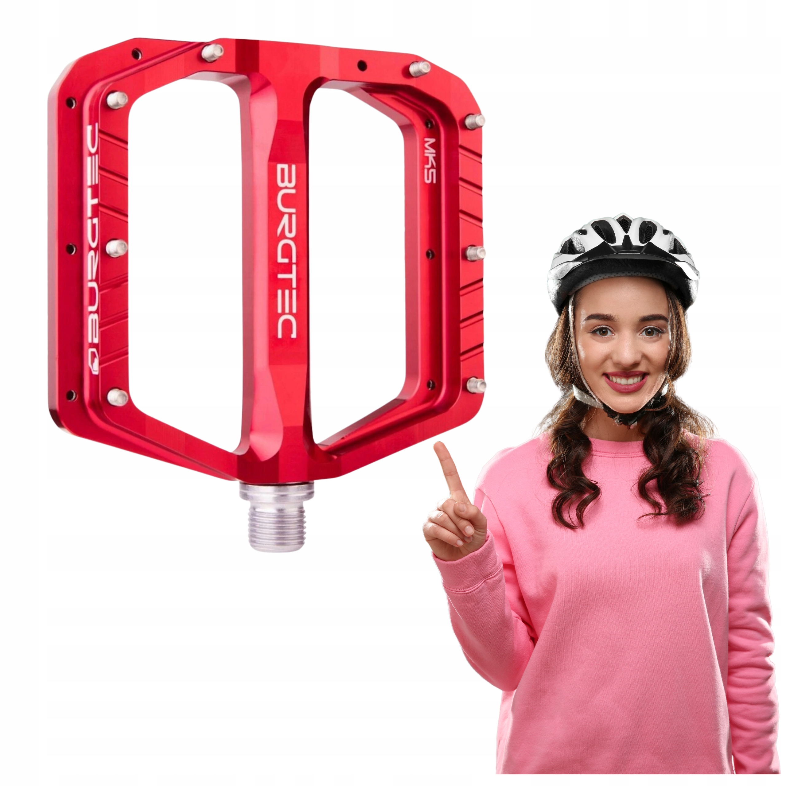 Pedály na kolo Burgtec MK5 Penthouse Flat Pedals race red