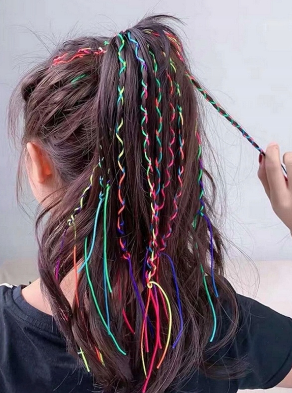 Kolorowe sznurki do warkoczy warkoczyków 50m Stan opakowania oryginalne