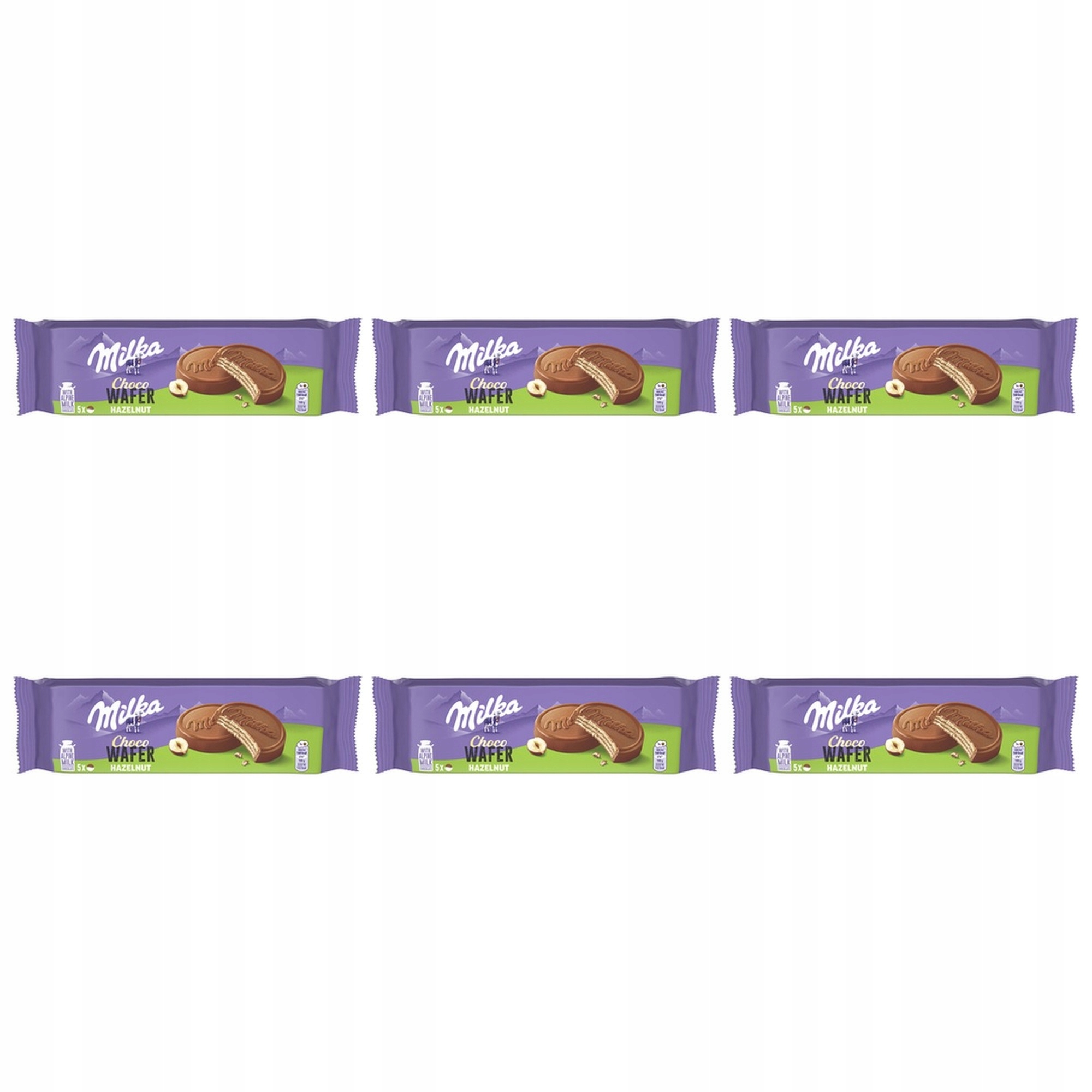 6 x 150 g Milka Choco Wafer Hazelnut sušenky s oříškovými oplatkami