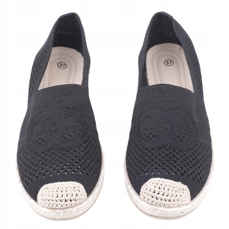 CZARNE ESPARDYLE DAMSKIE AŻUROWE WSUWANE PÓŁBUTY WKŁADKA EKOSKÓRA MIĘKKIE Marka inna