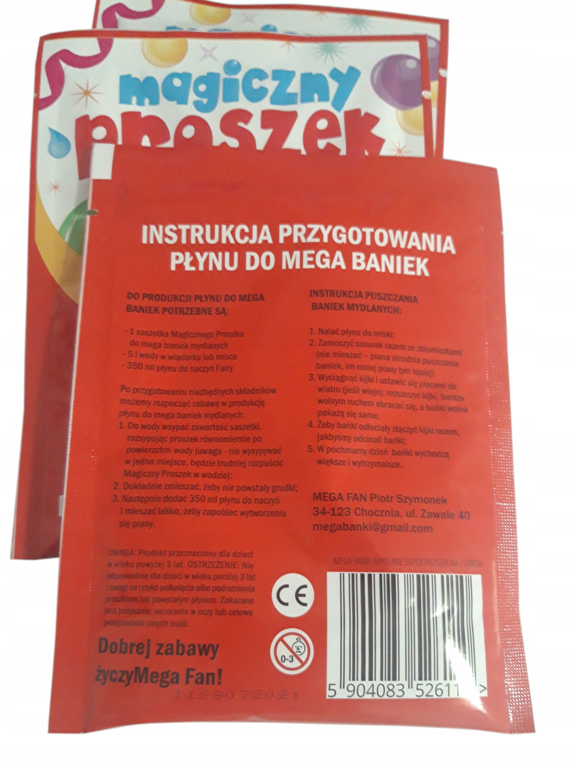 PŁYN DO BANIEK MYDLANYCH SUPER PROSZEK NA 5 LITRÓW MEGA FUN Marka MEGA FAN
