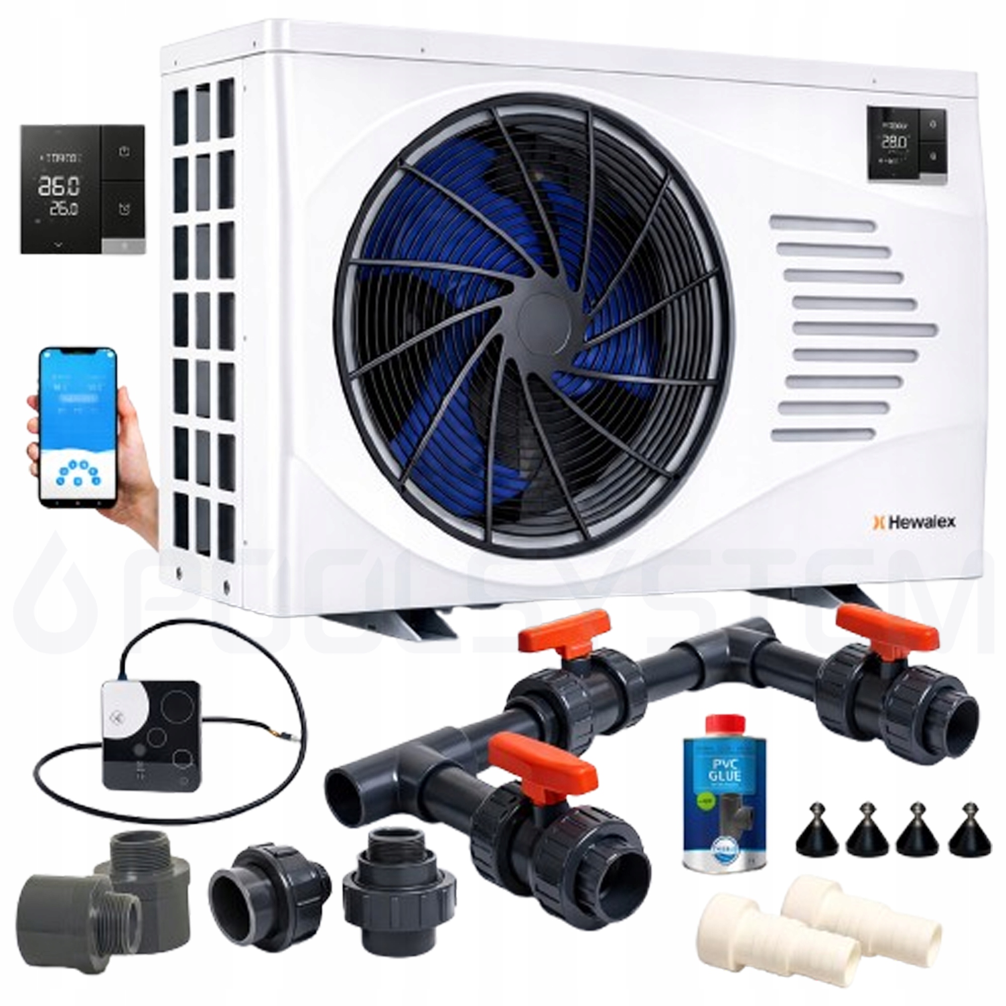 Bazénové tepelné čerpadlo 60 m3 Hewalex Inverter 13,2 kW Wifi Pvc-c