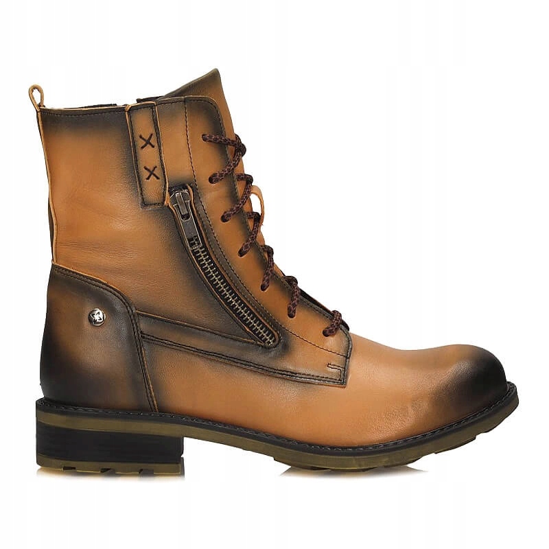 Stylové kožené Kotníkové Boty Maciejka na plochém podpatku 06705-07/00-8