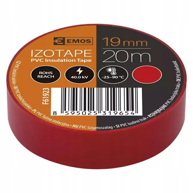 

Taśma izolacyjna czerwona 19mm x 20m Emos Pvc