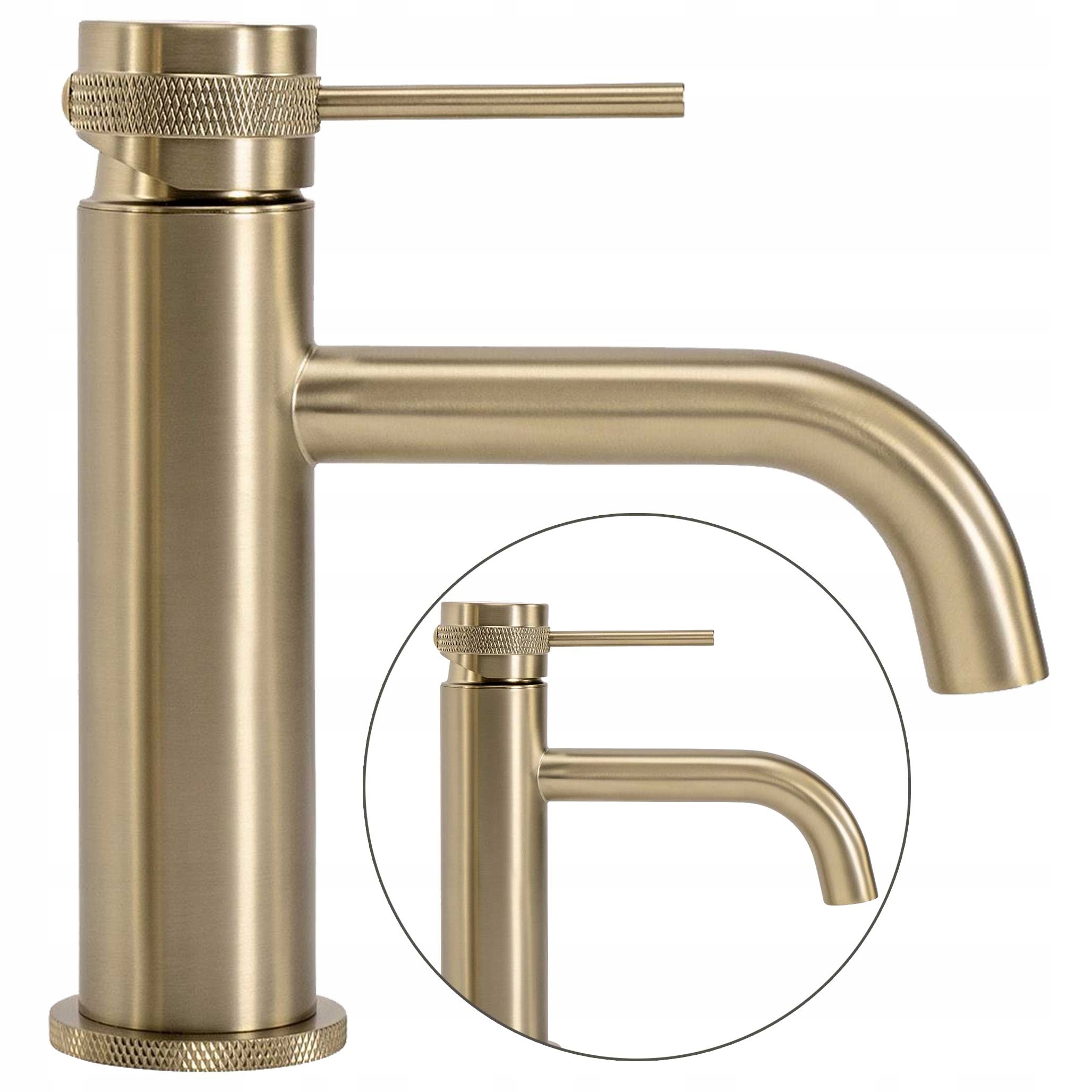 Umývadlová batéria Zlatá Nízka Rea Lungo Grip Zlatá kartáčovaná Stojaca