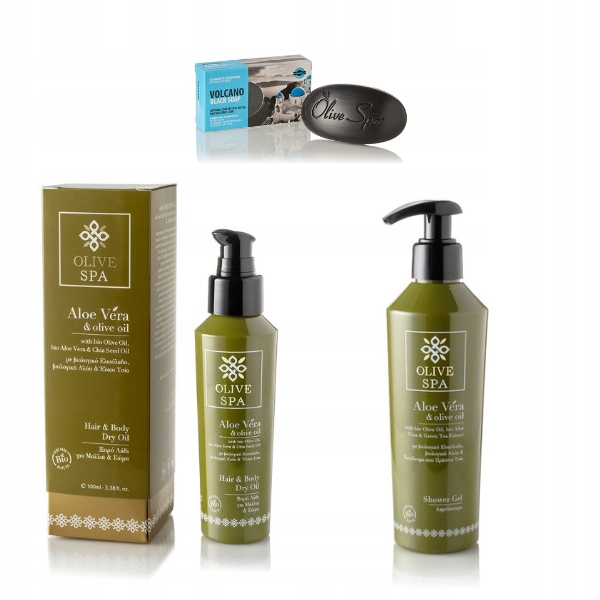Sada kosmetických přípravků Aloe Olive Spa péče o vlasy a tělo, olej balzám