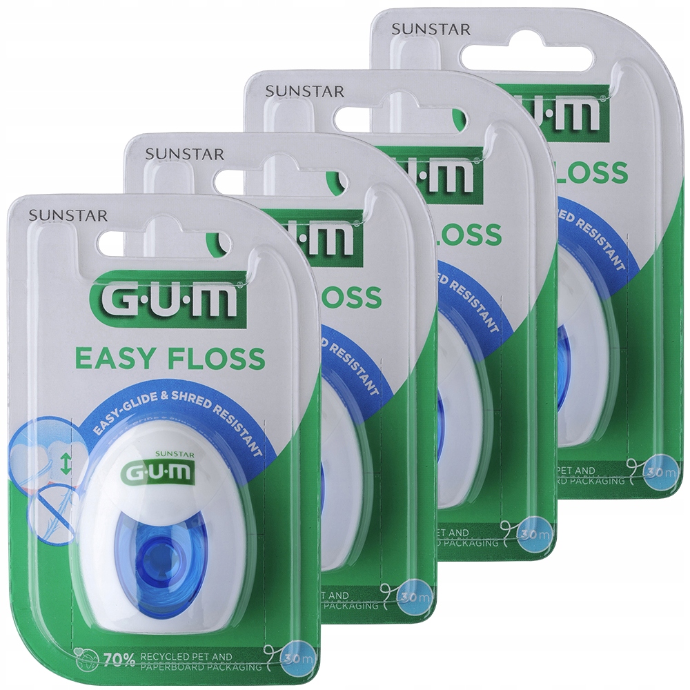 Gum Easy Floss Nić dentystyczna 4x 30m Nie drażni dziąseł Niezwykle śliska