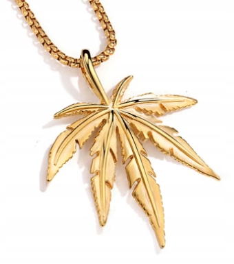 

Naszyjnik liść Konopia Marihuana Zioło złoty