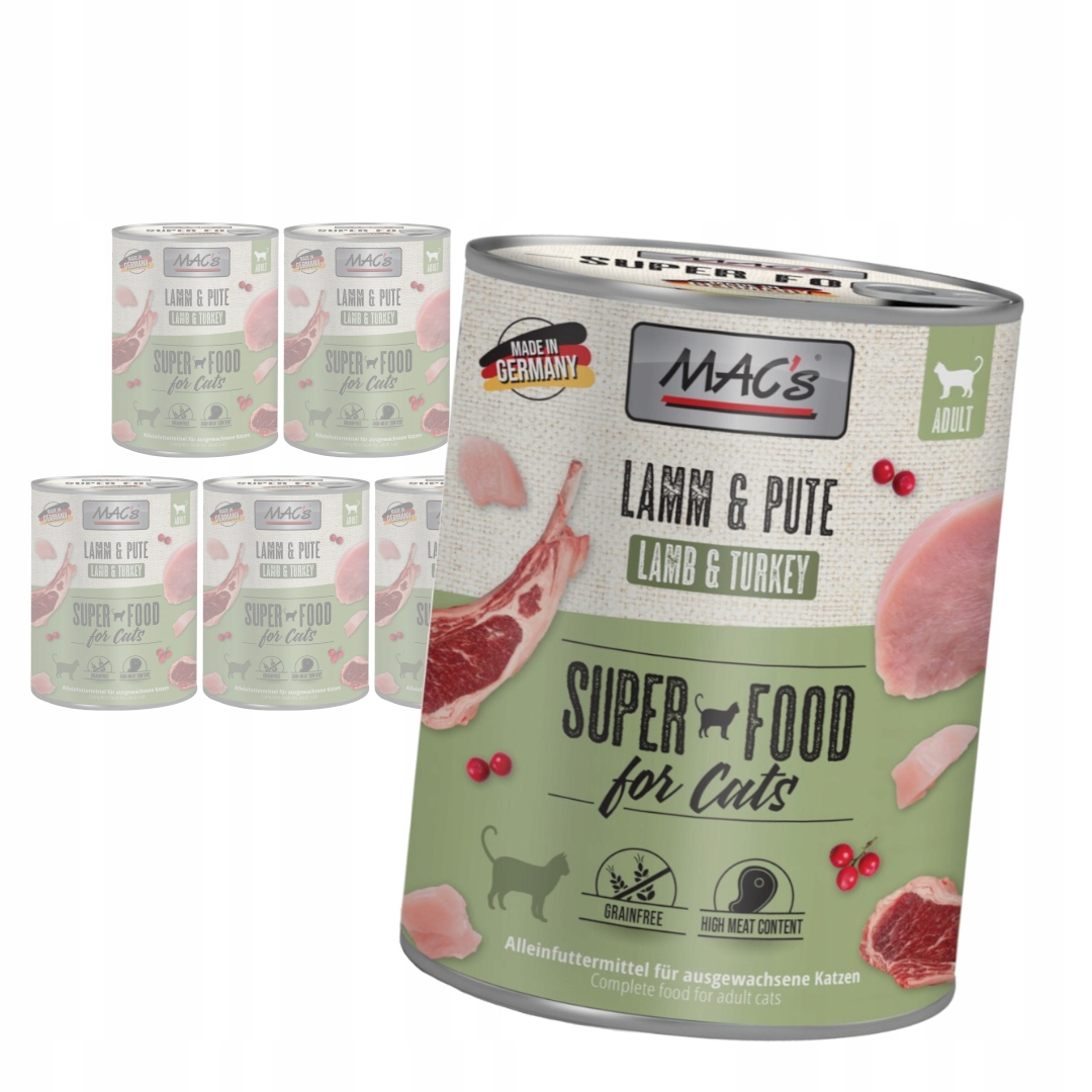 Levně MAC's 6x800g bezobilné Mokré Krmivo Pro Kočky Krůta