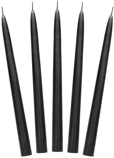 ŚWIECZKI ŚWIECE STOŁOWE STOŻKOWE CZARNE DŁUGIE TRADYCYJNE ŚLUB 24 CM 10 SZT Marka PartyDeco