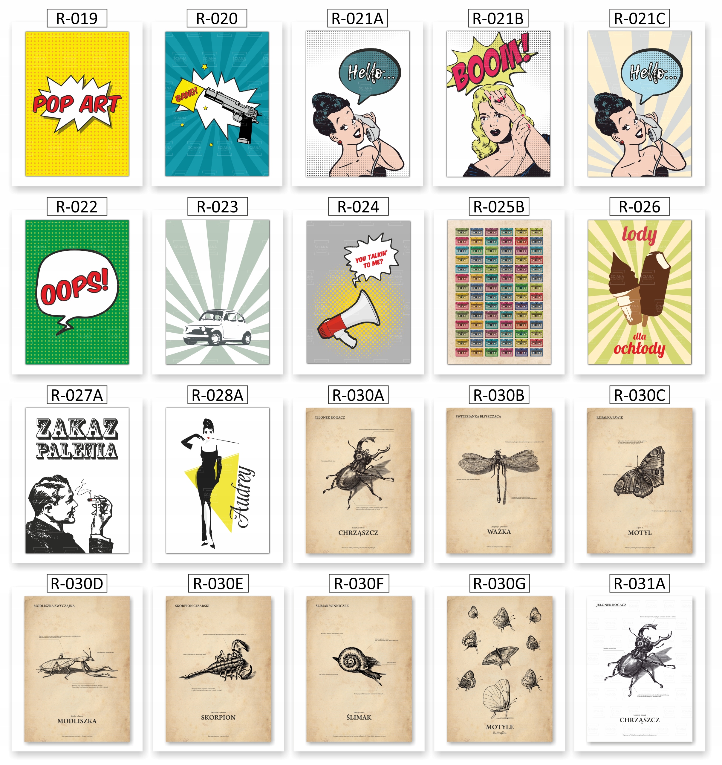 PLAKAT NA ŚCIANĘ 30x40cm -RETRO VINTAGE 109 wzorów Kod producenta poster prezent plakat retro vintage