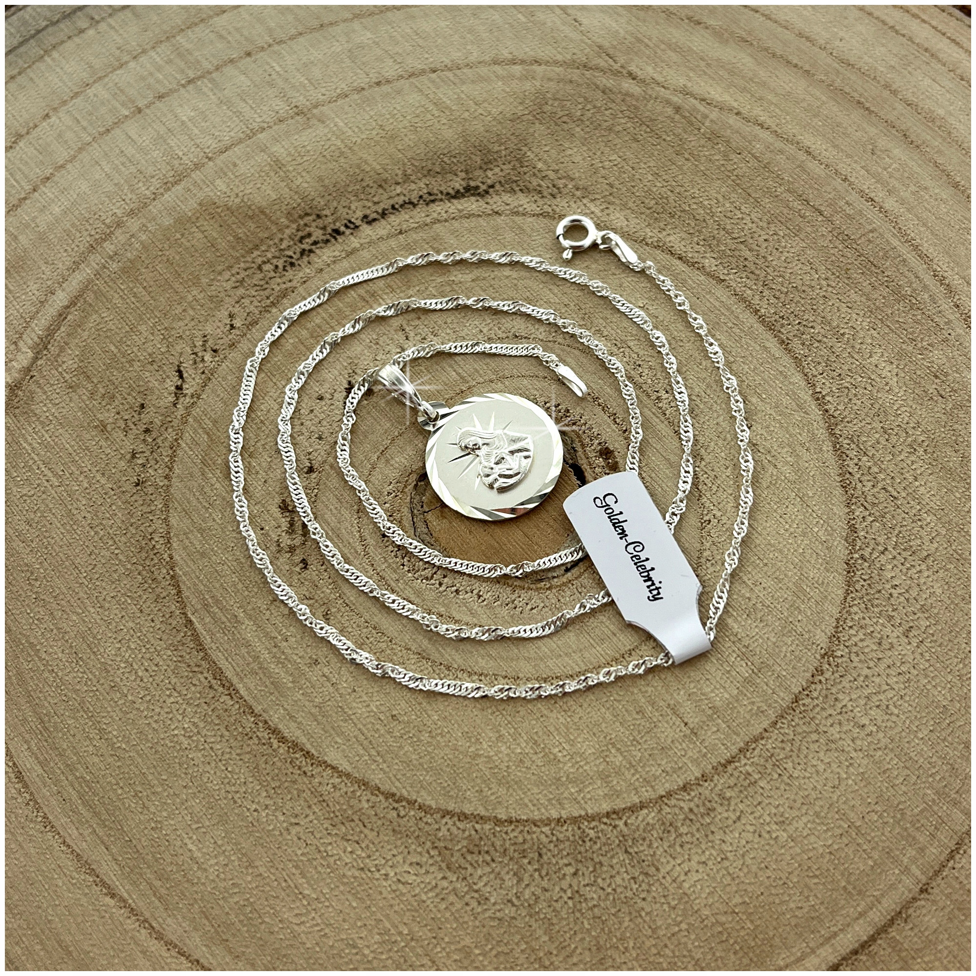 SREBRNY NASZYJNIK KOMUNIJNY ŁAŃCUSZEK MEDALIK 925 DLA DZIEWCZYNKI + GRAWER Stan opakowania oryginalne