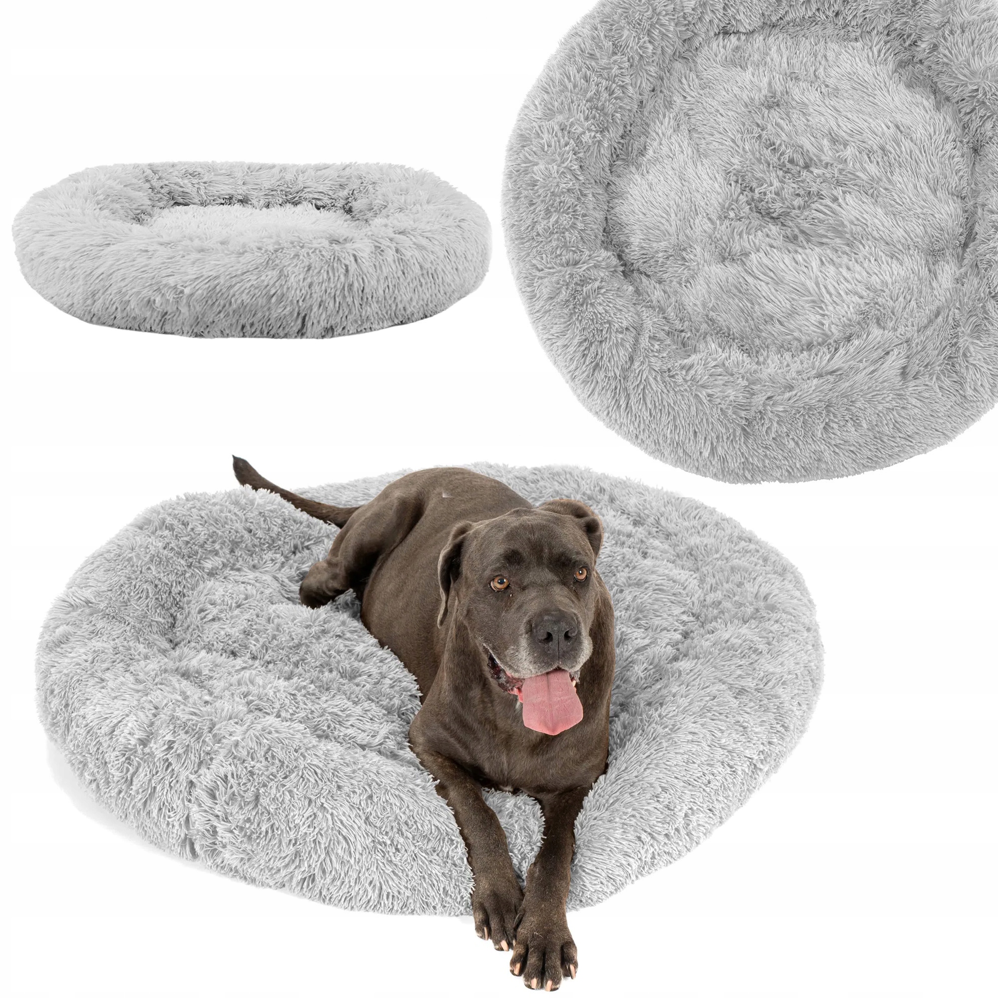 Levně Pelíšek Pro Psa Kočku Měkké Polštář Potah Donut Šedé L 100 x 100 cm