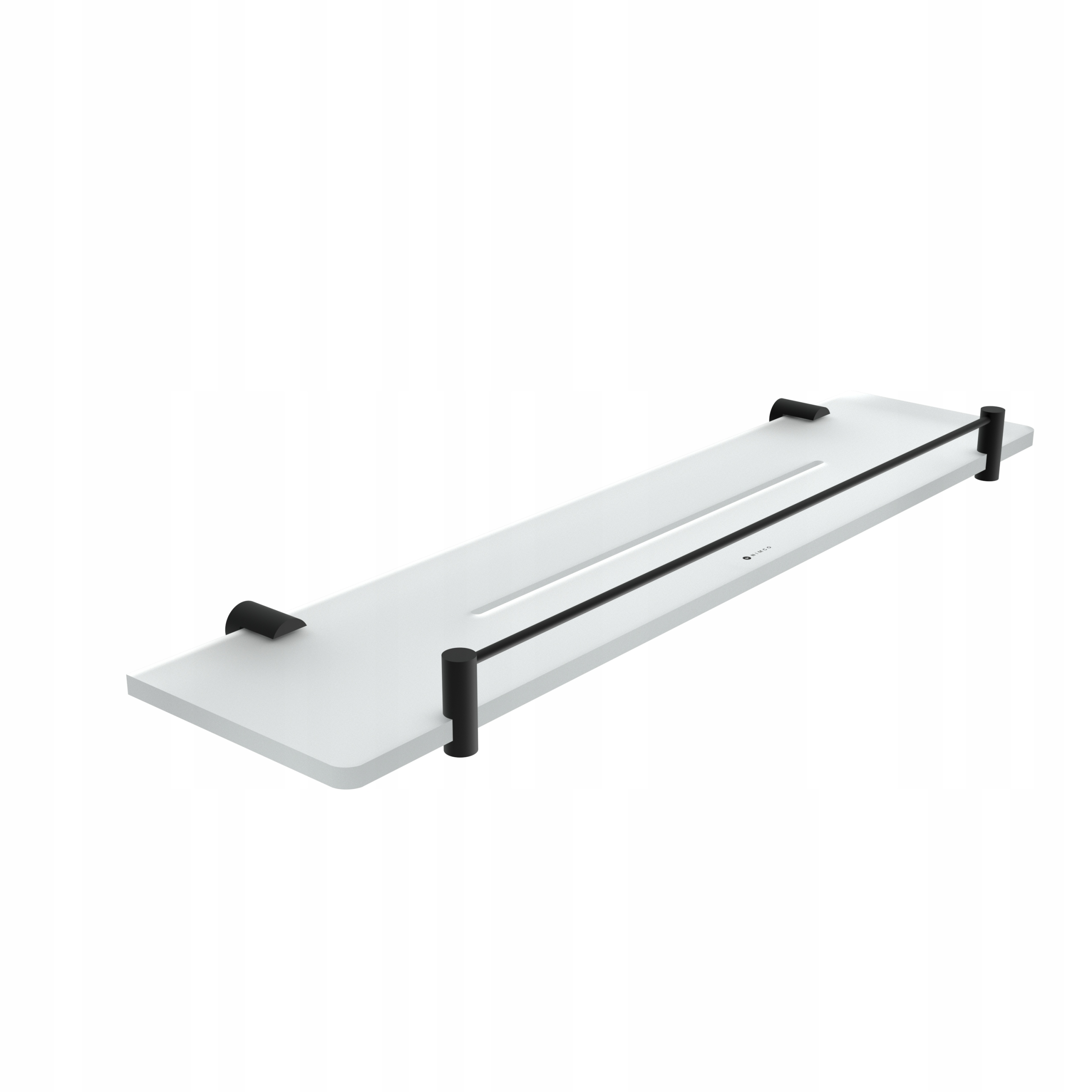 Nimco Bormo čierna polica do kúpeľne s ohrádkou, chróm, 50 cm Brc X450-X-90