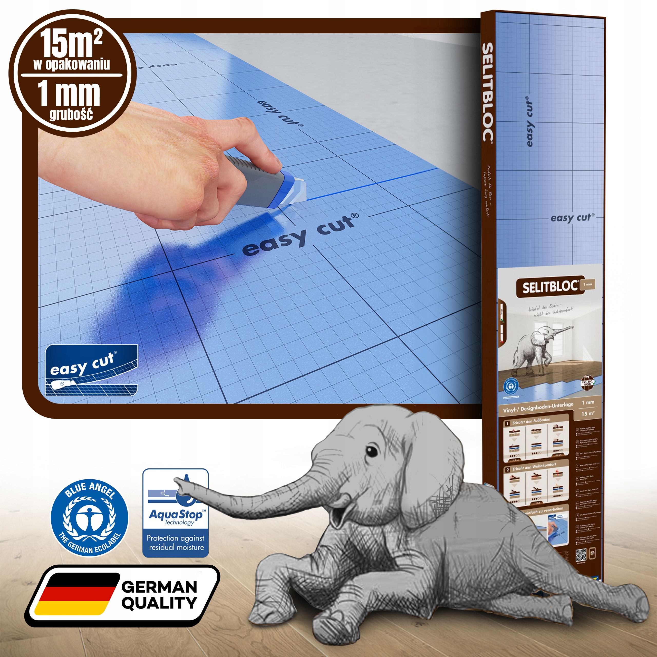 PODKŁAD SELITBLOC 1mm 15m2 VINYL LVT SPC RIGID TAŚMA ALU DO ZAMÓWIENIA