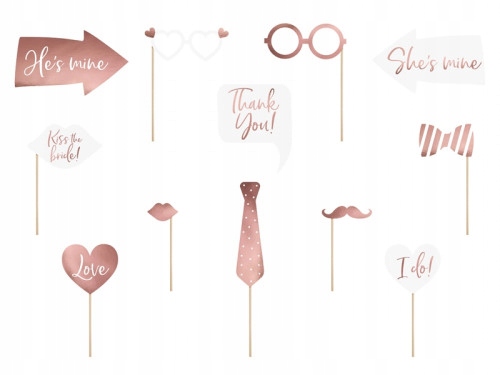 

Rekwizyty do zdjęć ślubnych 12 szt. rose gold