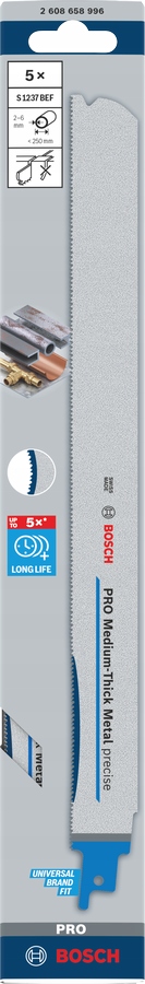 Bosch Pilový List Pro Pilu Ocasku Pro Středně Silný Až Silný Kov, Přesný S1237BEF