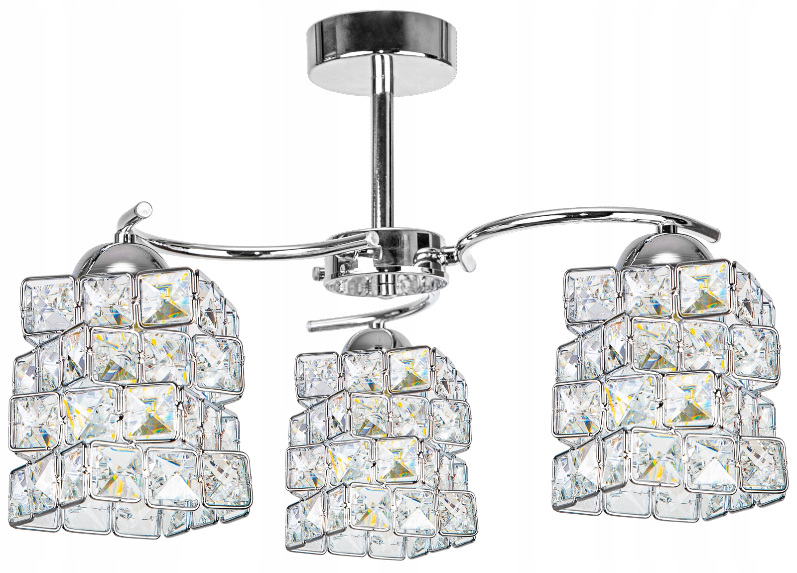 

Lampa Wisząca Plafon Żyrandol Kryształki Chrom Led
