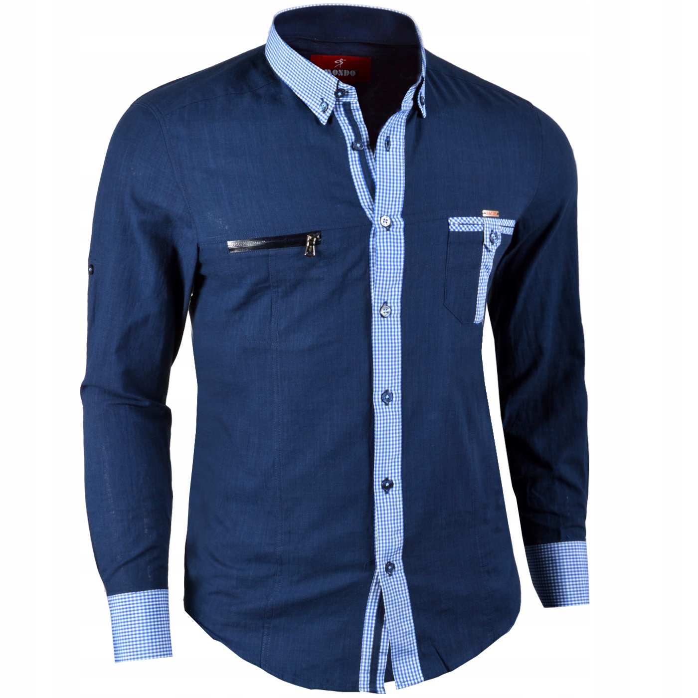 Pánská košile Mondo Lniana Kratka Casual Kapsy