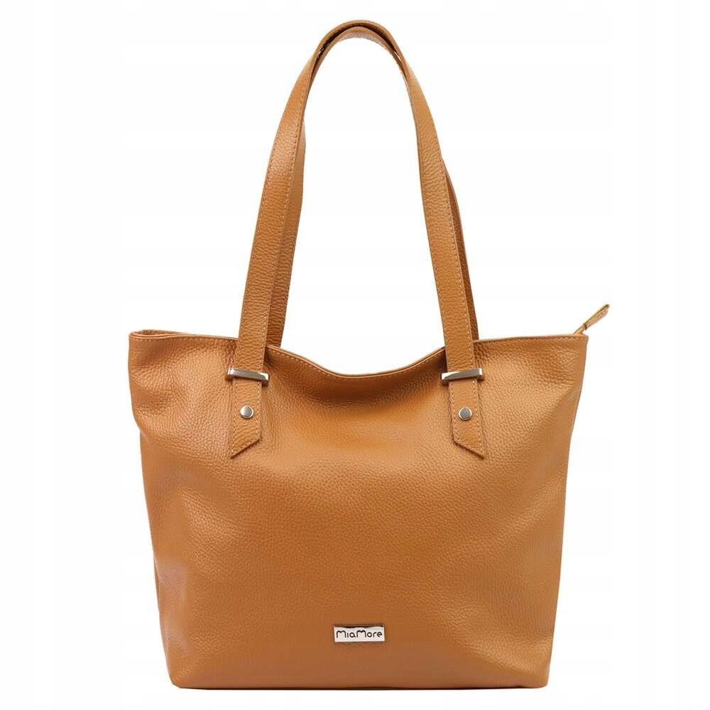 Kožená kabelka MiaMore Shopperbag Camel přes rameno MiaMore 01-058 Dollaro