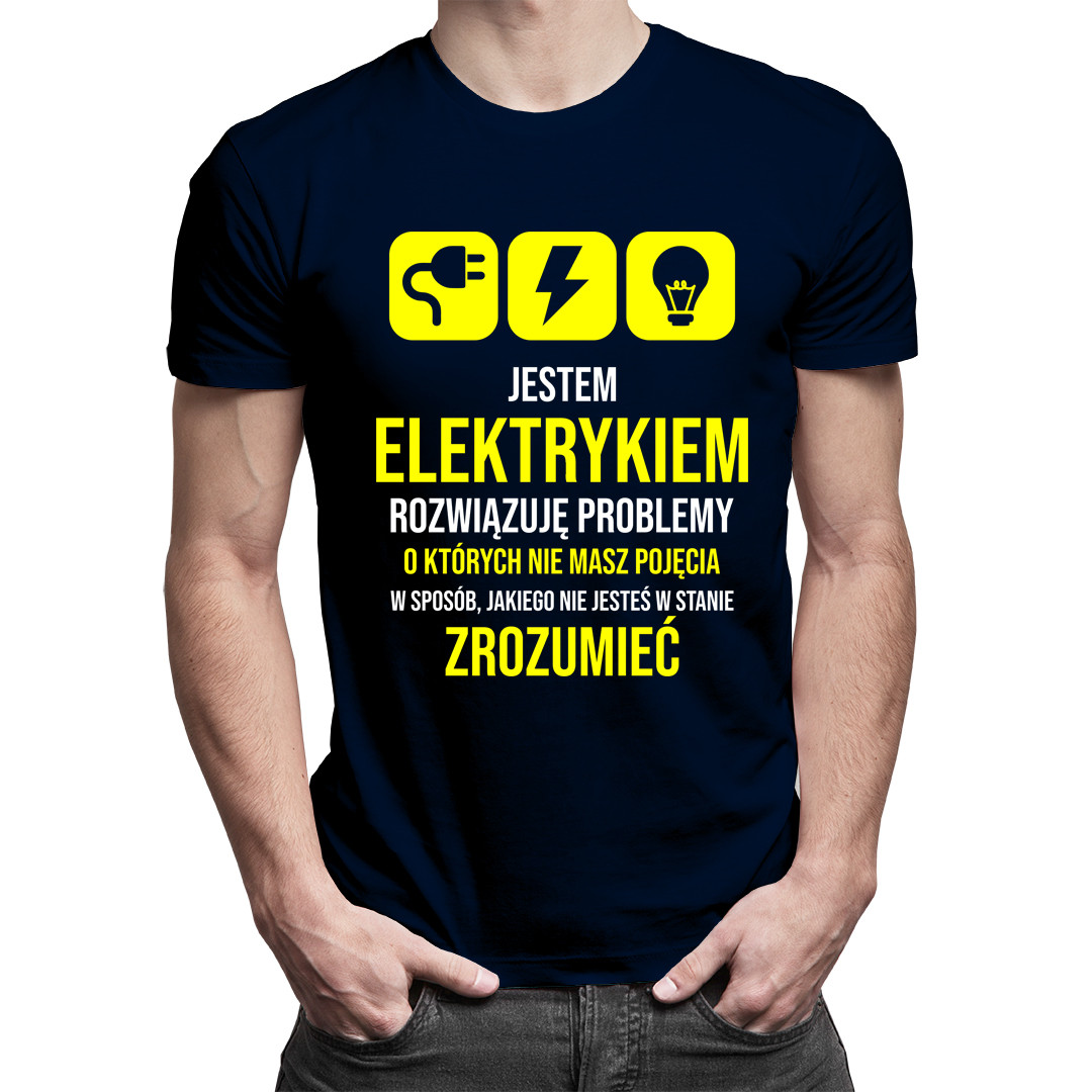 

Koszulka z zabawnym nadrukiem dla elektryka