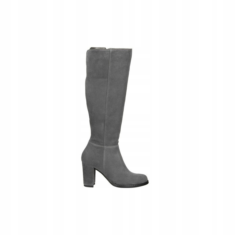 šedé mušketýrské kozačky na podpatku J.w 35