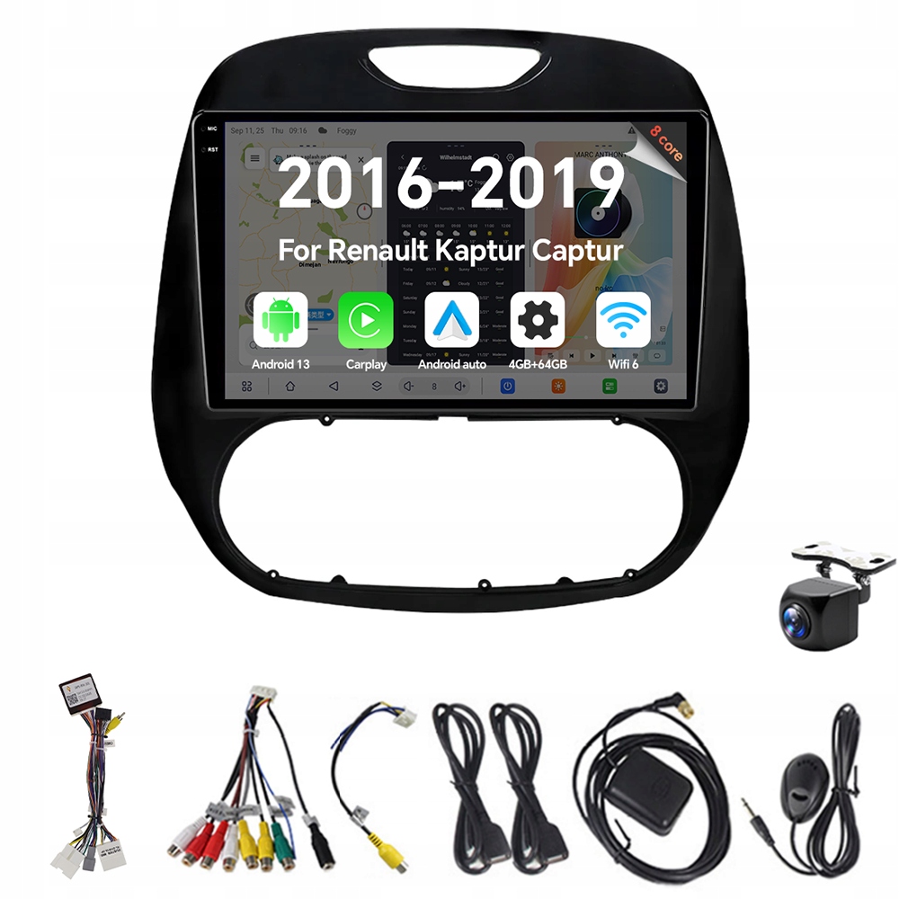 Autorádio 2Din Android13 pro Renault Kaptur Captur 2016-2019 Carplay 4G 64G
