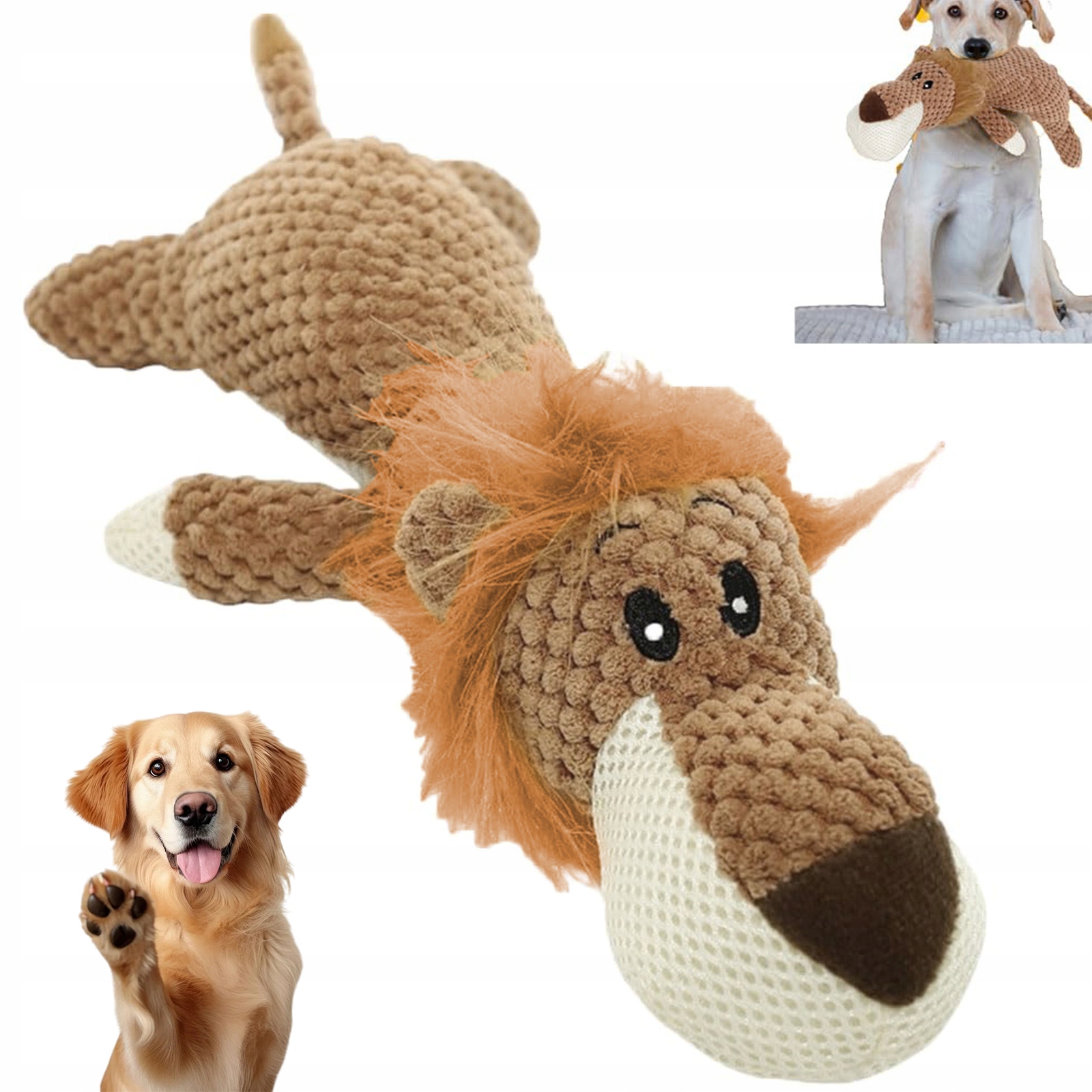 Levně Hračka Pro Psy S Pískátkem Lev Měkké Plyšové Kousátko Pro Malé Plemena