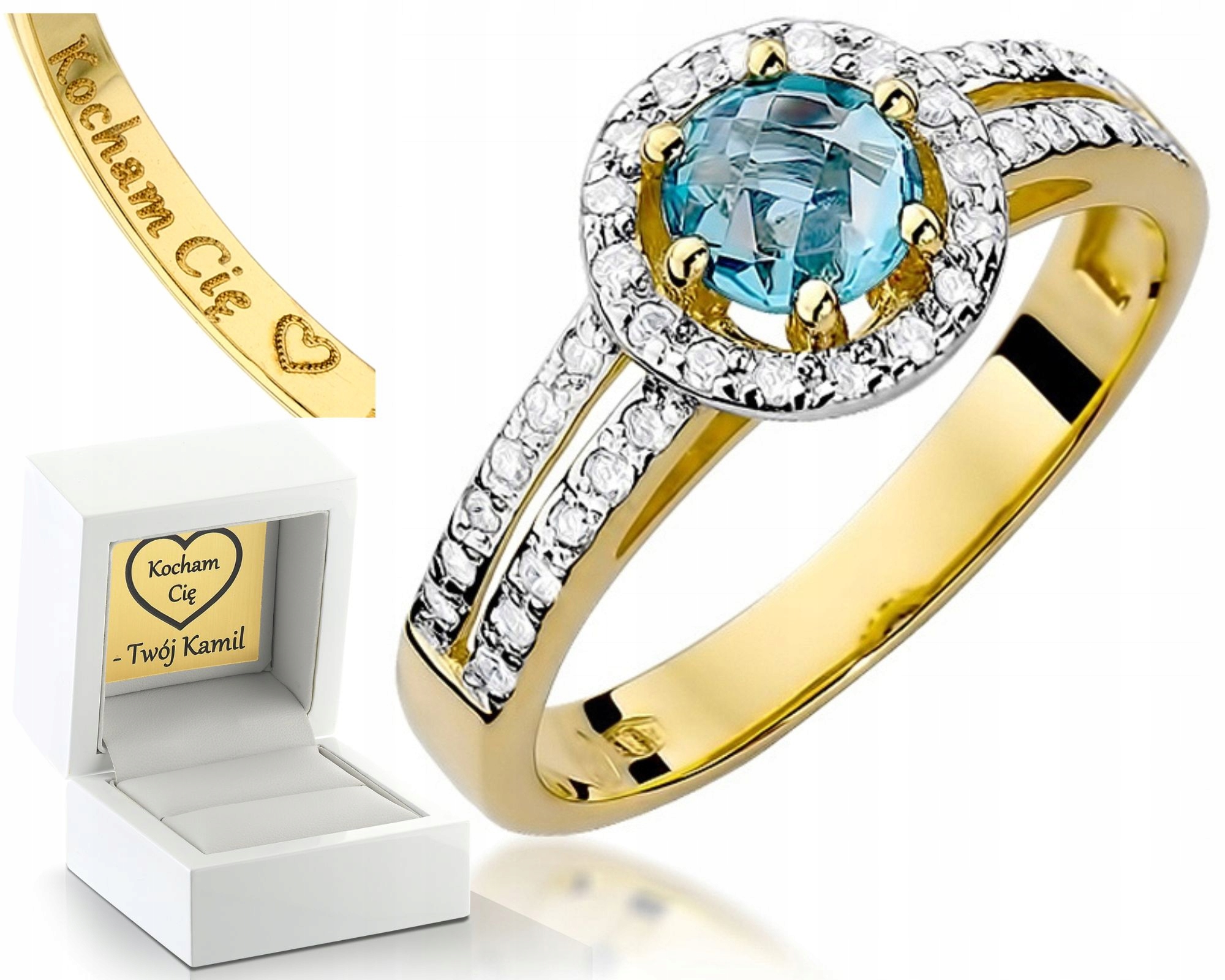 Bohatý Prstýnek Topaz A Diamanty 0,585 Obchod