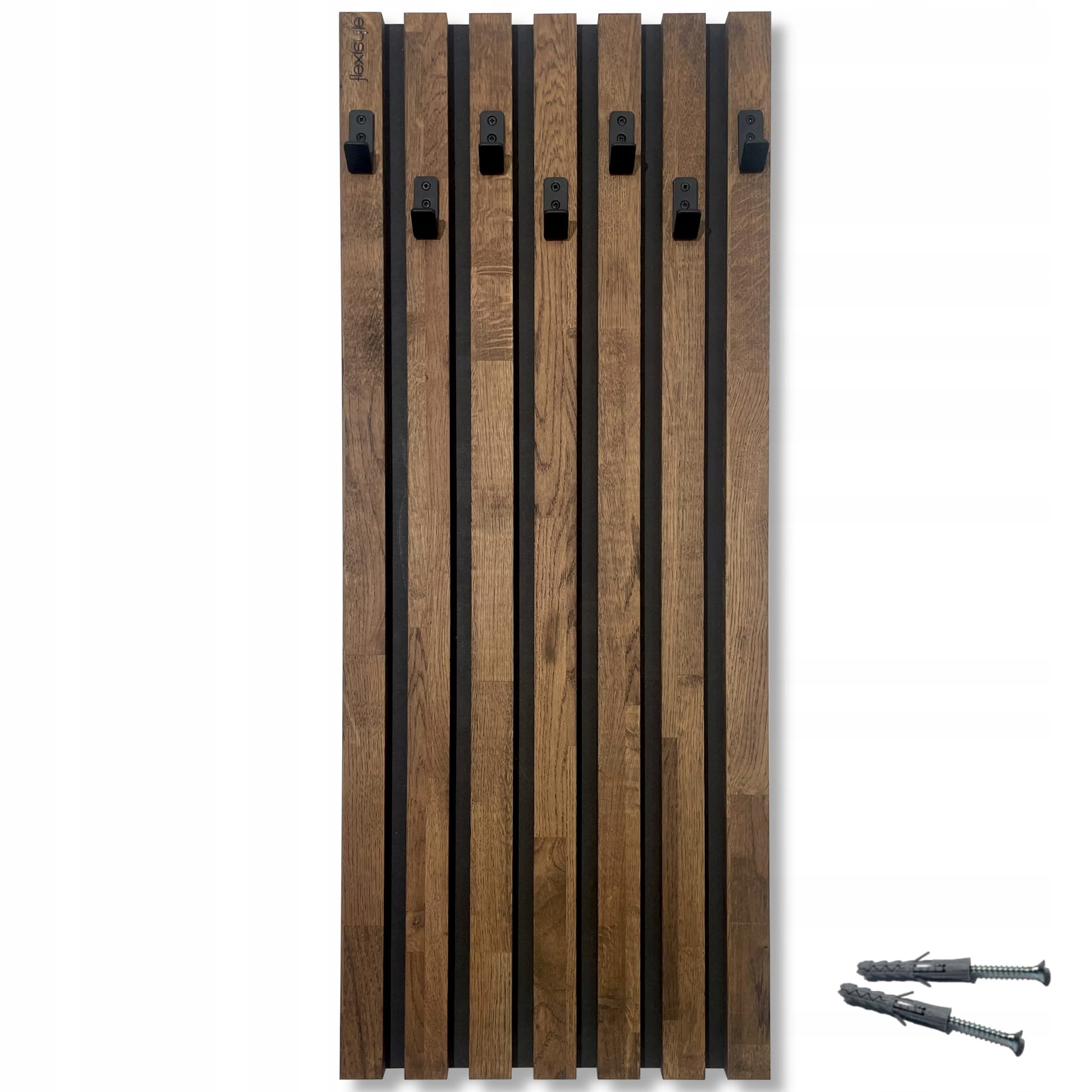 Dřevěný nástěnný věšák na oblečení Lamele 98 cm, modul 40 cm, hnědý