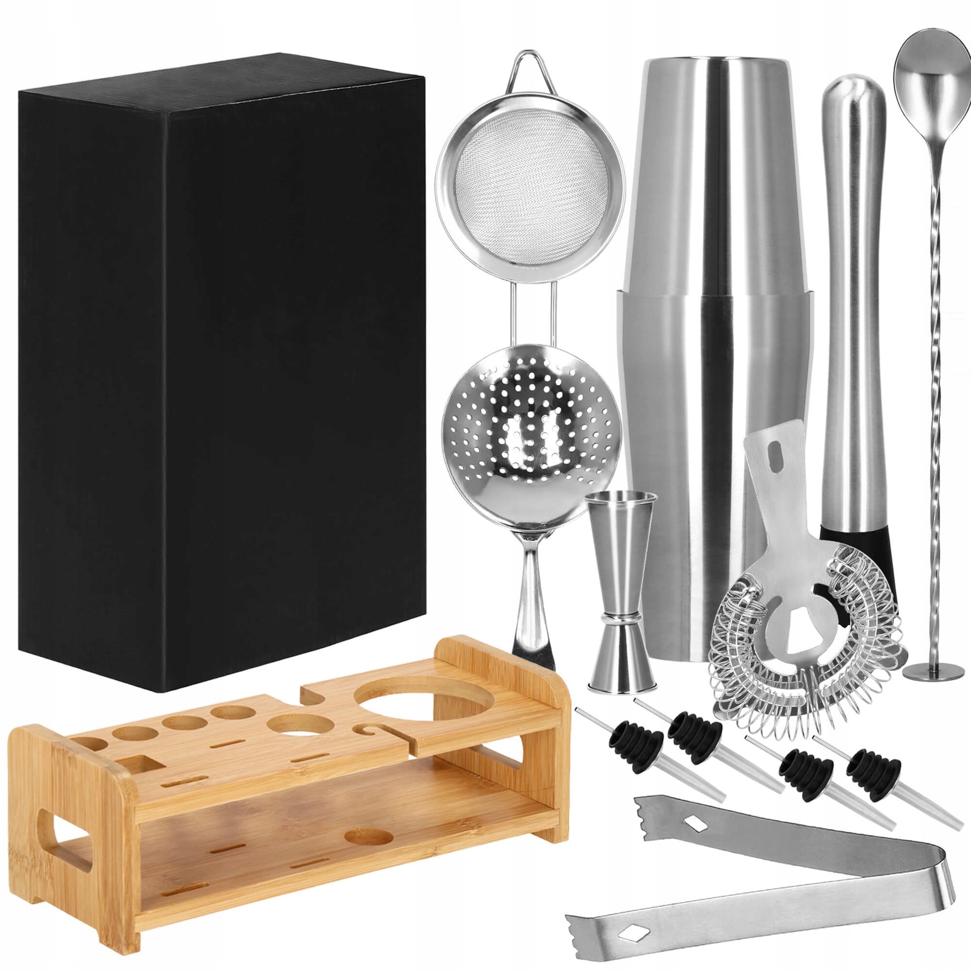 Profesionální Barmanský Set Na Koktejlové Nápoje Shaker 750 ml 14 ks Stojan