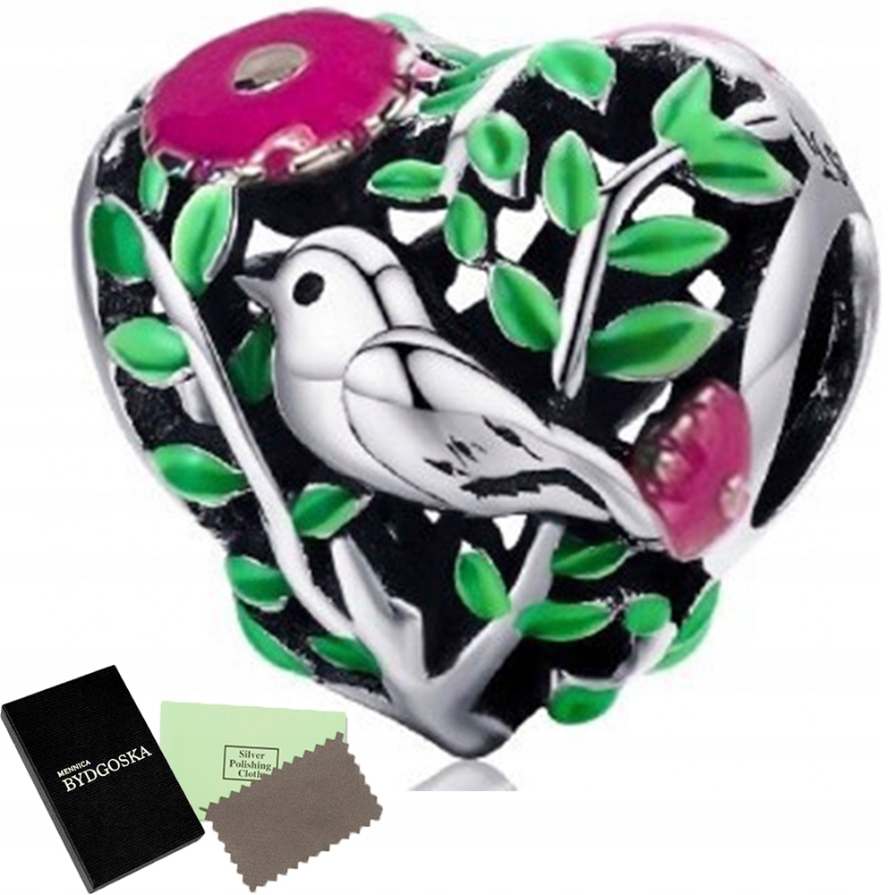 

Zawieszka Charms Srebrny Ptaszek Koralik Beads