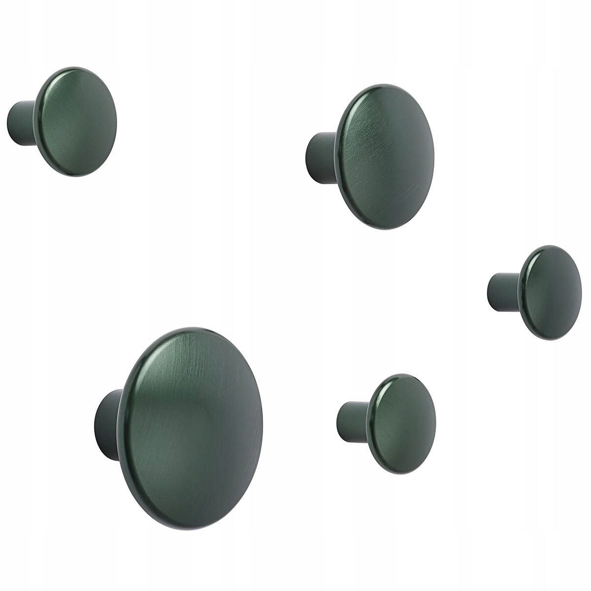 Muuto Dots Kovový vešiak Sada 5 vešiakov Tmavozelená