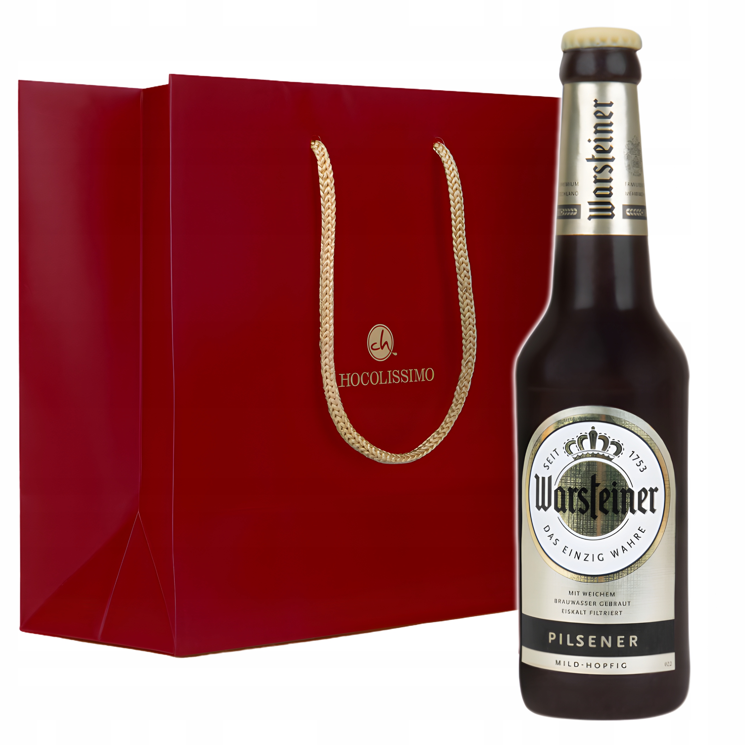 Levně Dárek Den mužů Láhev Piva z Belgické čokolády pro muže 130 g