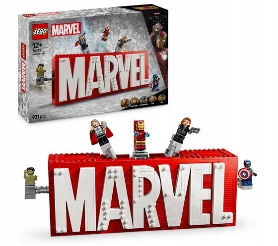 Lego(r) Heroes 76313 Logo Marvel s minifigurkou.