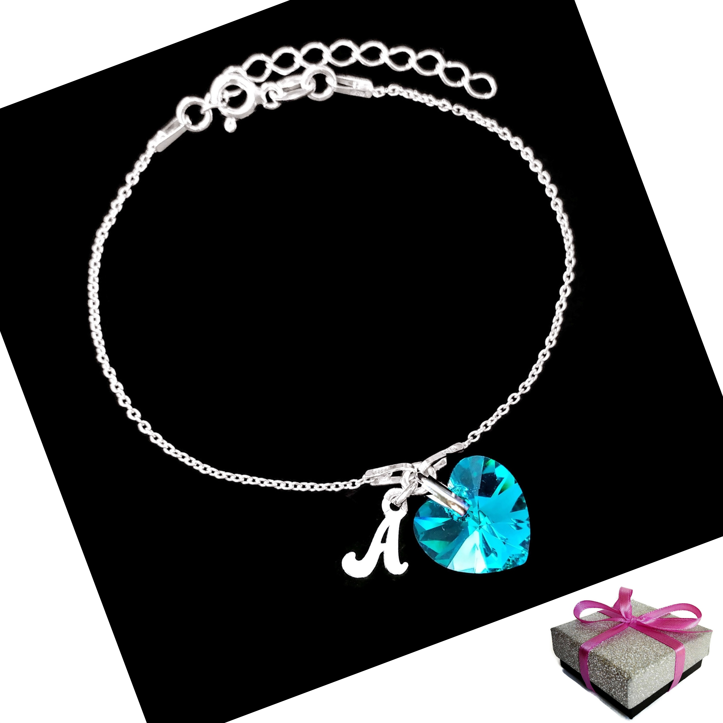

Bransoletka Litera A Literka Serce Swarovski 925