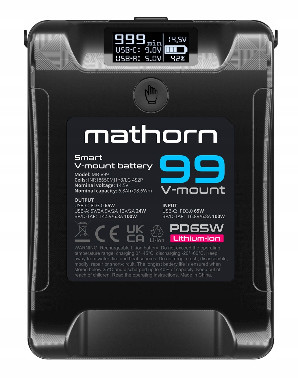 Mathorn MB-V99 Inteligentný Oled V-mount 99Wh Pd 65W