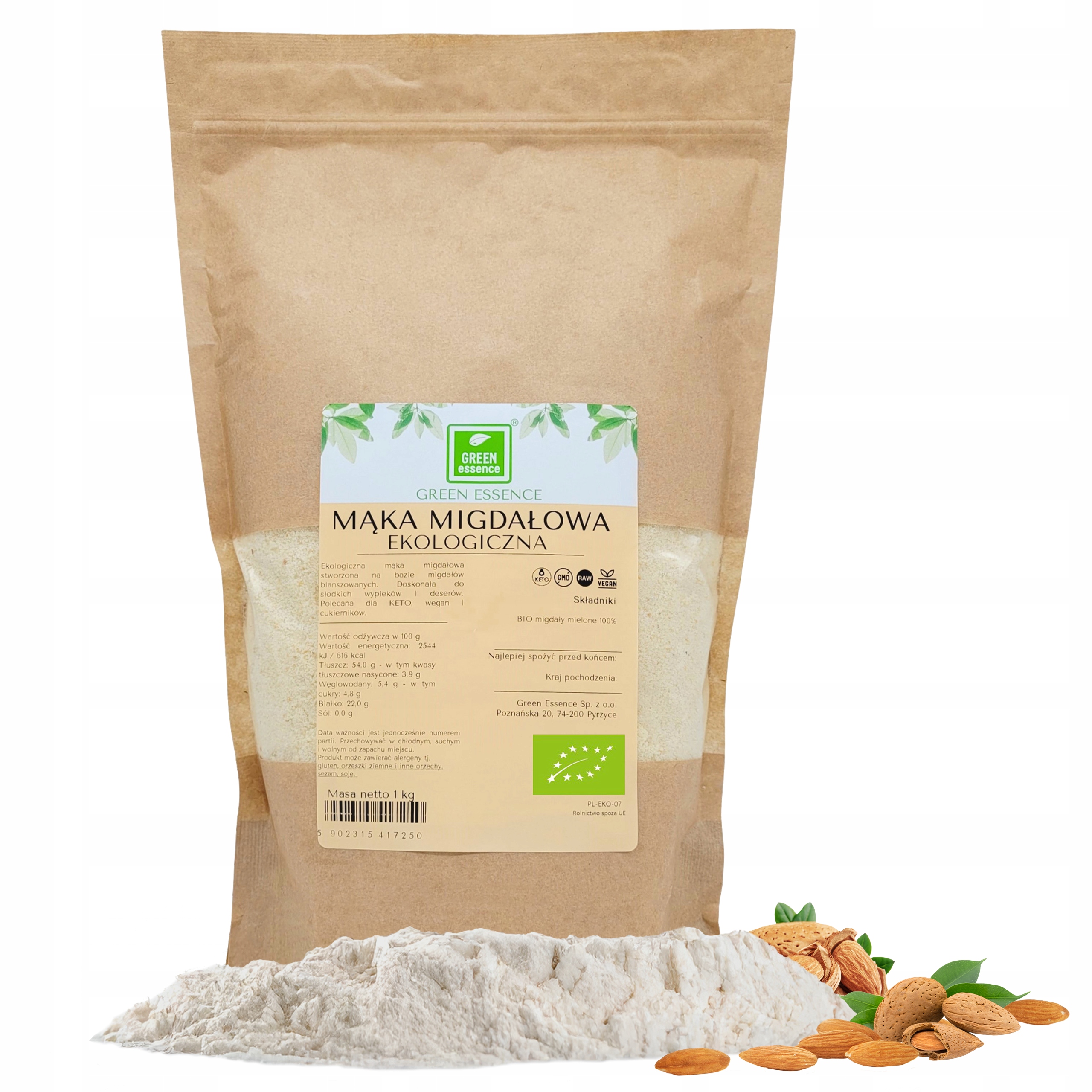 Levně Mandlová Mouka Bio 1kg bio mleté mandle bez slupky keto dieta